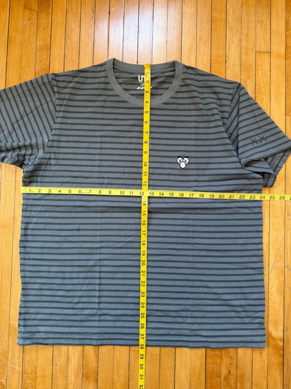 KAWS x Uniqlo BFF Striped Tee Dark Grey Unisex Sz. XL - Picture 7 of 7